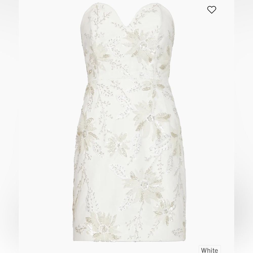 Milly White Floral Embellished Mini Dress